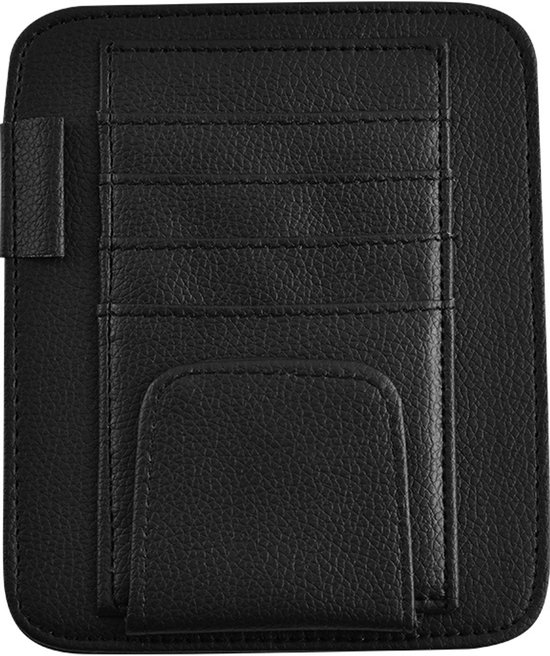 Organizer Für Die Sonnenblende Im Auto, Universeller Halter Aus Pu-leder Mit Kartenfach Und Stauraum Für Brille, Stifte, Kreditkarten, Geldscheine, Schwarz