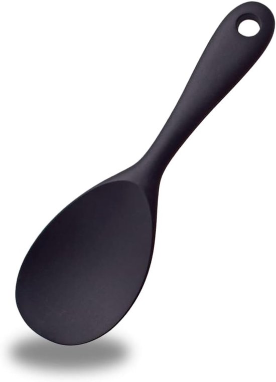 Reislöffel, Silikon-kochlöffel, Servierlöffel, Antihaft-kochlöffel, Reiskocherlöffel, Schwarz, 22,8 X 6,8 Cm