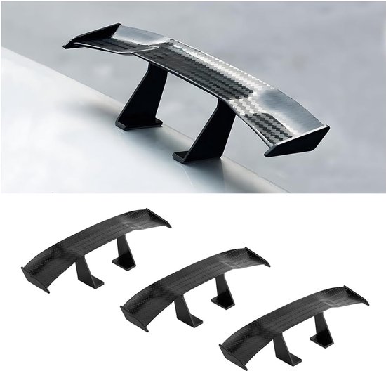 Universelles Mini-autospoiler-set – 3-teilig – Carbonfaserstruktur – Schwarz