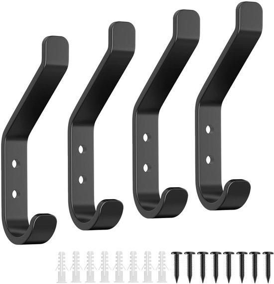 4er-pack Kleiderhaken Wandmontierter Robuster Kleiderhaken Einzelner Metallhaken Kleiderhaken Mit Schrauben Wandmontierter Doppelhaken Stabiler