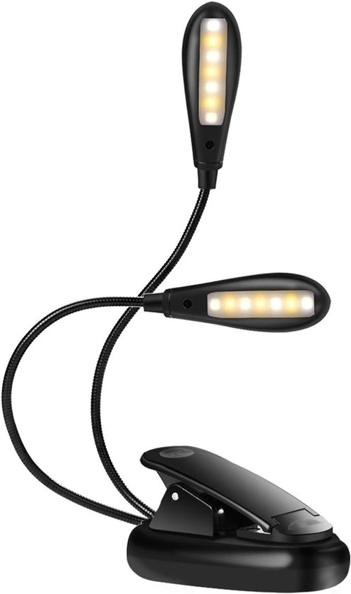 Wiederaufladbare Leselampe Mit 14 Leds Usb-aufladung Und Augenschonender Funktion Flexible Klemme Für Kinder Bücherwürmer Und Notenständer Schwarz
