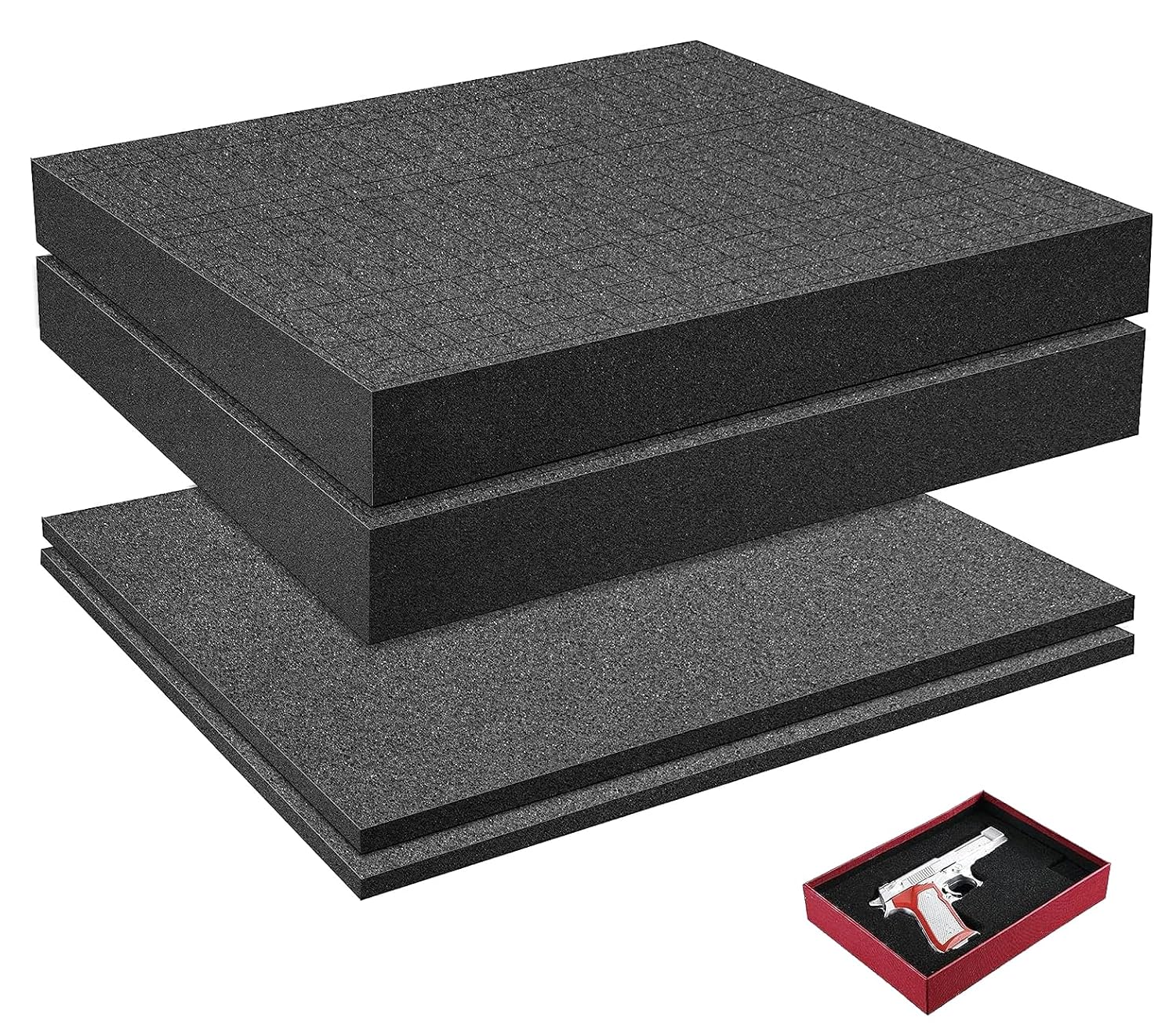 4-teiliges Set Vorgeschnittener Schaumstoffwürfel, Werkzeugkasten-einsätze Zuschneidbare Und Formbare Polyurethan-schaumstoffeinsätze, 2 Stück 400 X 300 X 50 Mm / 2 Stück 400 X 300 X 10 Mm