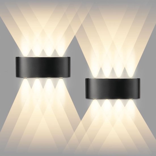 Led-wandleuchte – 8 W – Warmweiß – Schwarz – Ip65 – 2er-set
