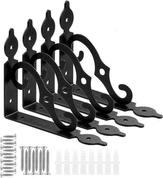 Stück 12 7 Cm 5 Zoll Dekorative Regalwinkel Robustes Schwarzes Metall Inkl Schrauben Wand-eckwinkel Für Offene Und Schwebende Regale Selbstbau 12,7 Cm