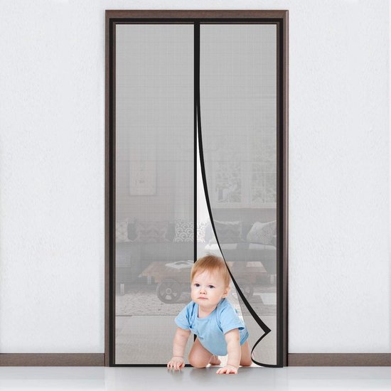 Moskitonetz Für Tür Und Fenster 120 X 210 Cm – Magnetisch, Ultrafeines Netzgewebe, Insektenabweisend, Selbstklebend, Schwarz