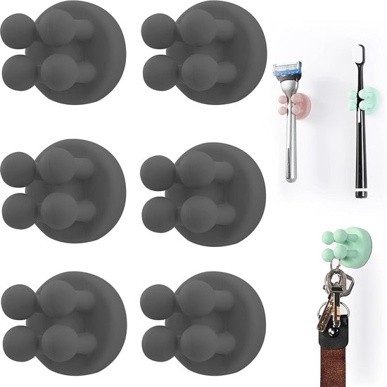 Silikon-zahnbürstenhalter 6 Stück Multifunktionaler Haken Rasiererhalter Wasserdicht Selbstklebend Wandmontage Einzelhaken Zur Wand Oder Zum In Glas