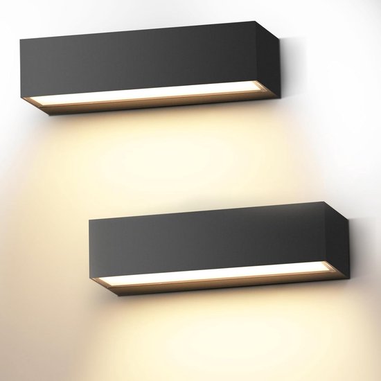 2 Stück 18-w-innenwandleuchte, 30 Cm, Schwarze Led-außenwandleuchte, Ip65 Wasserdicht, 3000 K Warmweiß, Geeignet Für Die Innen- Und Außenbeleuchtung