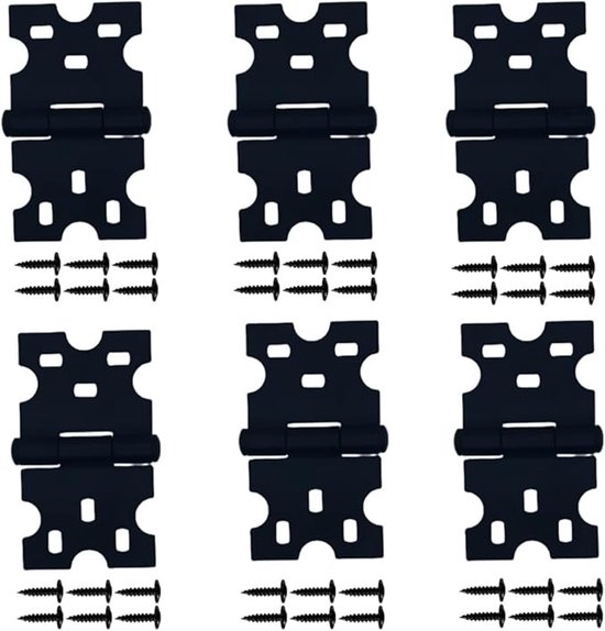 6 Stück Schwarze Scharniere Für Schränke Und Türen – Inklusive Schrauben – Möbelscharniere – Scharniere Für Haustüren, Fenster Und Schränke
