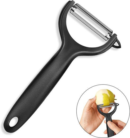 Set Mit 2 Schwarzen, Gezahnten Gemüseschälern – Geeignet Für Kartoffeln, Tomaten Und Äpfel Mit Komfortablem, Ergonomischem Griff