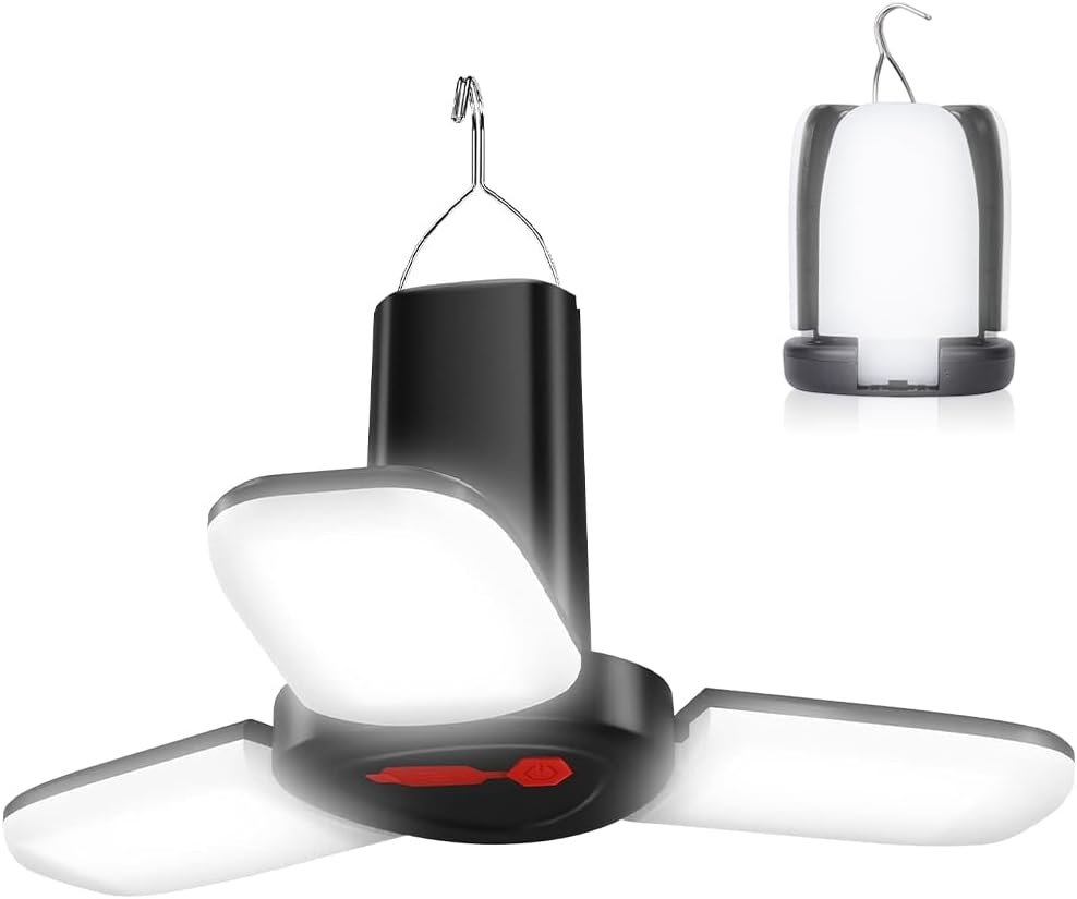 Wiederaufladbare Campinglaterne, Faltbare Led-campinglampe Mit 3 Einstellbaren Leuchtmodi, Tragbare, Dreiflügelige Zeltlampe, Usb-aufladbare Notlaterne Für Camping Und Wandern