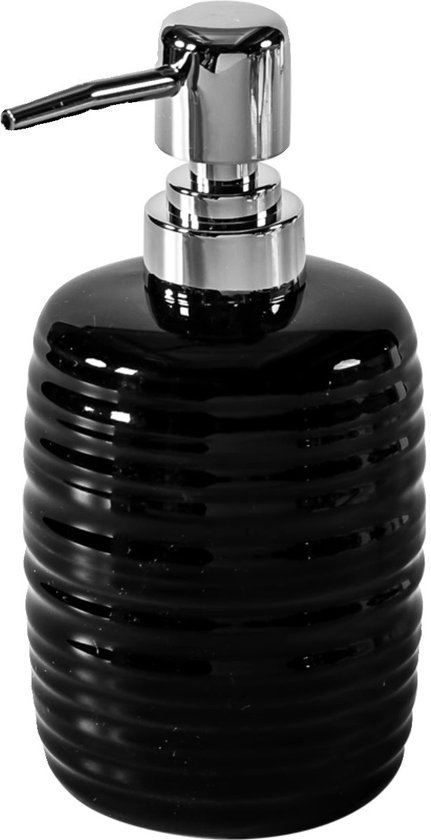 Runder Seifenspender, 410 Ml, Mit Streifenmuster Und Pumpe Für Handseife Im Badezimmer Und Geschirrspülmittel In Der Küche (schwarz).