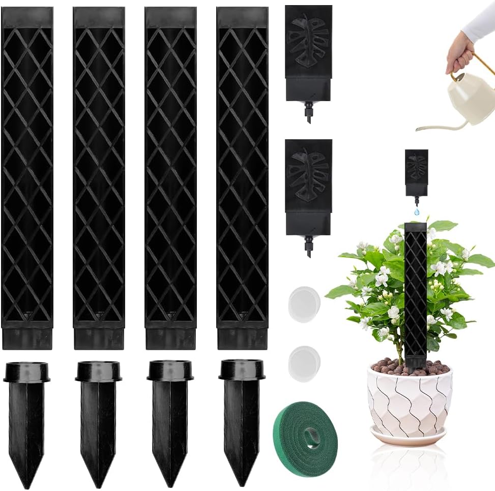 Set Mit 4 Schaumstoffstäben Für Monstera-pflanzen, Selbstbewässernd Mit Bewässerungshilfe, Erdeinsatz Und Pflanzenbändern, Monstera-pflanzenstütze Für Kletterpflanzen, Gartenpflanzung