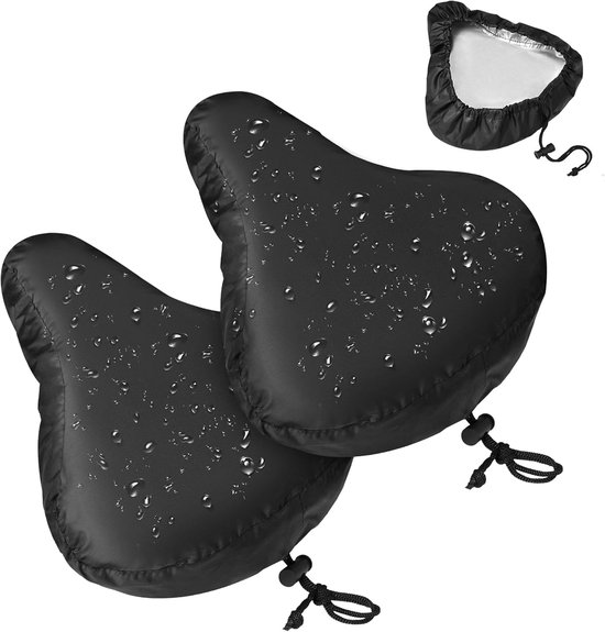 2 Stück Fahrradsattelüberzug, Wasserdicht, Mit Kordelzug, Regen Und Staubdicht, Schwarz, Universell, 24 × 27 Cm