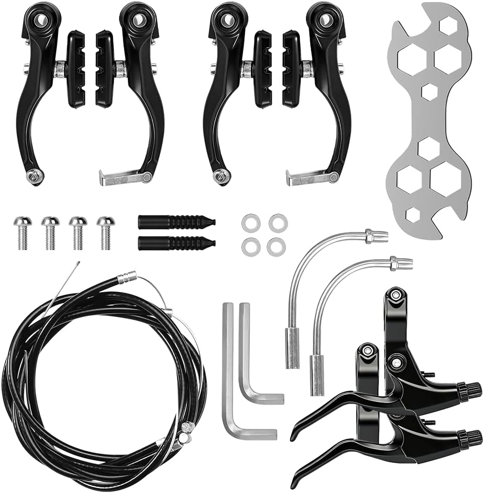 Komplettes Fahrradbremsenset, Aluminium-fahrradbremsensatz, 2 V-brake-sets, Bremshebel, Fahrradbremszug Und Schraubenschlüssel Für Die Meisten Mountainbikes Und Bmx-räder