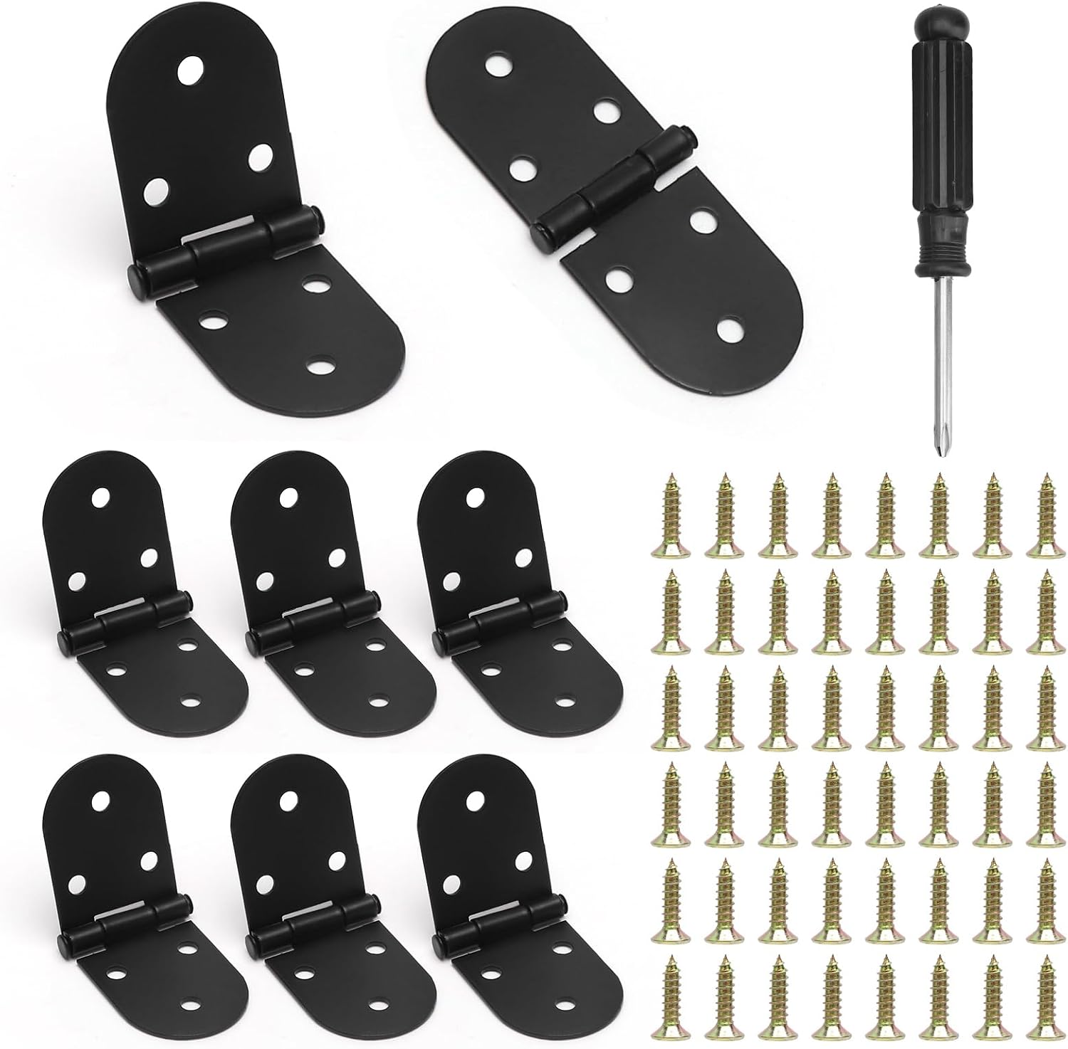 8-teiliges Set Unsichtbarer, Schwarzer Scharniere Inklusive Schrauben Und Schraubendreher – 180°-klappscharniere Für Möbel, Tische, Türen, Küchen, Wohnmobile – Einfache Und Geräuschlose Montage