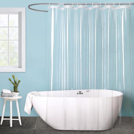 Transparenter Duschvorhang 180 X 180 Cm Mit 3 Magneten Am Unteren Rand Geeignet Für Badewannen Schimmelresistent Wasserdicht Duschvorhang Aus Mit 12