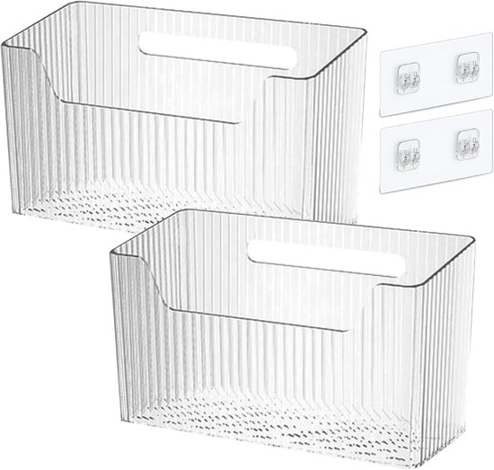 Selbstklebender Acrylbehälter 2er-set Aufbewahrungsregal Für Schranktüren Selbstklebende Wandplatte Mit Abflusslöchern 20 X 8 6 X 11 9 Cm 8,6 11,9 Cm