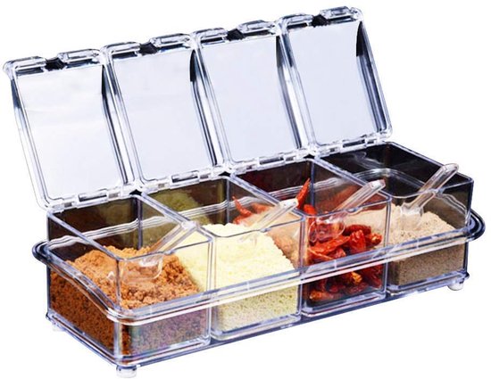 Dailygoods Transparentes Gewürzregal 4-teiliges Gewürzset Praktischer Aufbewahrungsbehälter Acryl Gewürzgläser Ideal Für Die Küche 4 Gläser Mit