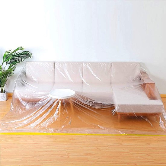 Staubschutzfolien Aus Kunststoff 4 M Lange Sofahülle Aus Kunststoff Mit Klebeband Transparenter Teppichschutz Strapazierfähiger Stoffbezug Zum