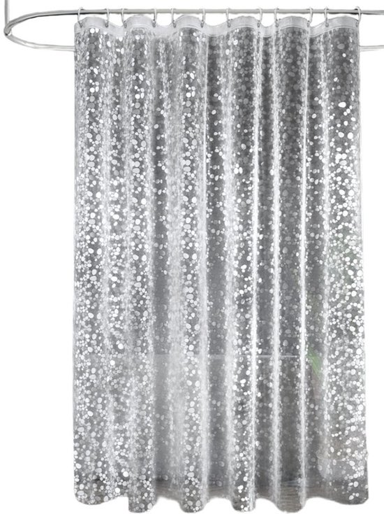 Duschvorhang - 180 X 200 Cm - Transparent - Mit 3d-kieselsteinmuster - Geeignet Für Badewannen