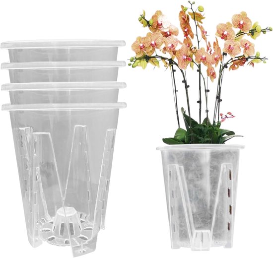 Orchideentöpfe – Kunststoff-blumentöpfe – Für Pflanzen – Viele Abflusslöcher – 5 Stück, 12 Cm – Transparent