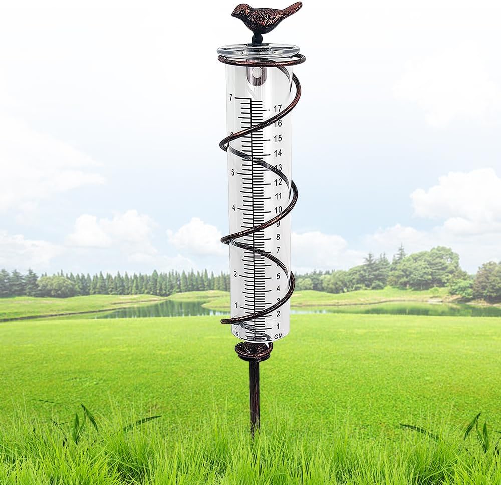 Garten-regenmesser, Frostbeständig, Regenmesser Mit Erdspieß, Metall-regenmesser, Glas-regenmesser, Regenmesser Für Garten, Rasen, Terrasse (vogel)
