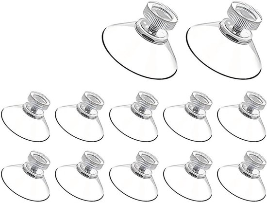 12 Transparente Rändelmuttern Mit Saugnäpfen – Vakuumsaugnäpfe – Pvc – Haken Für Küche, Bad, Fenster, Wand Und Auto – 41 Mm