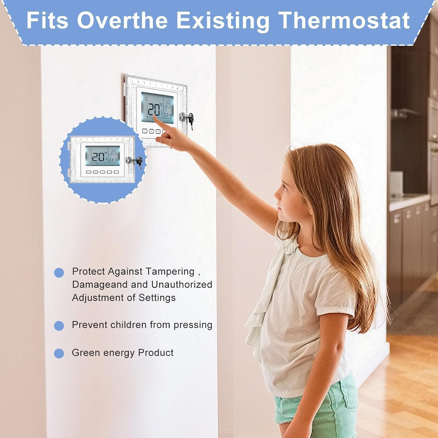 Thermostatabdeckung, Thermostat Mit Schlüsselschloss, Transparente Thermostatabdeckung, Tragbare Wandthermostatabdeckung, Geeignet Für Zuhause Oder Das Büro
