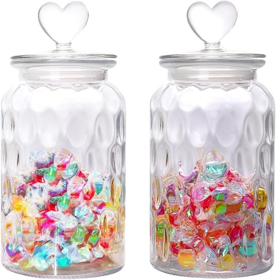 Glas Vorratsgläser Küchenvorratsgläser Lebensmittelaufbewahrung Herzförmiger Griff 2er Set Transparent