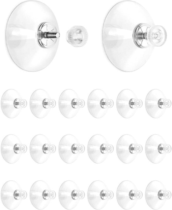 Allecto Fenster-saugnäpfe Set Mit 20 Stück Transparent 40 Mm Rändelmutter Fenster Saugnäpfe Geeignet Für Glas Transparent 20 Stück Saugnäpfe Für