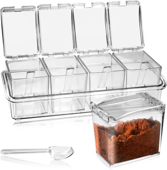 Tuserxln Gewürzgläser – Küchenorganizer – Transparentes Acryl-set – 4-teilig – Für Den Küchengebrauch