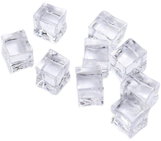 Allecto – Künstliche Eiswürfel – Wiederverwendbar – Hochwertig – Transparent – Fotodekoration – Bar – 50 Stück – Acryl – 15 Mm