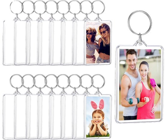 Set Mit 8 Fotoanhängern Transparente Acryl-schlüsselanhänger Personalisierbare Fotoanhänger Rechteckige Fotoanhänger Ohne Beschriftung Geeignet 5 5,2