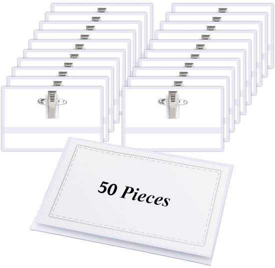 Packung Mit 50 Ausweishüllen Mit Clips Und Nadeln 90 X 56 Mm Transparent Wasserdicht Geeignet Für Krankenschwestern Schulen Und Unternehmen