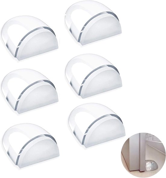 6-teiliges Set Türstopper Für Den Innenbereich, Bodenstopper, Türstopper, Transparenter Türstopper Für Alle Hartböden, Selbstklebender Türstopper Zum Schutz Von Wänden Und Möbeln