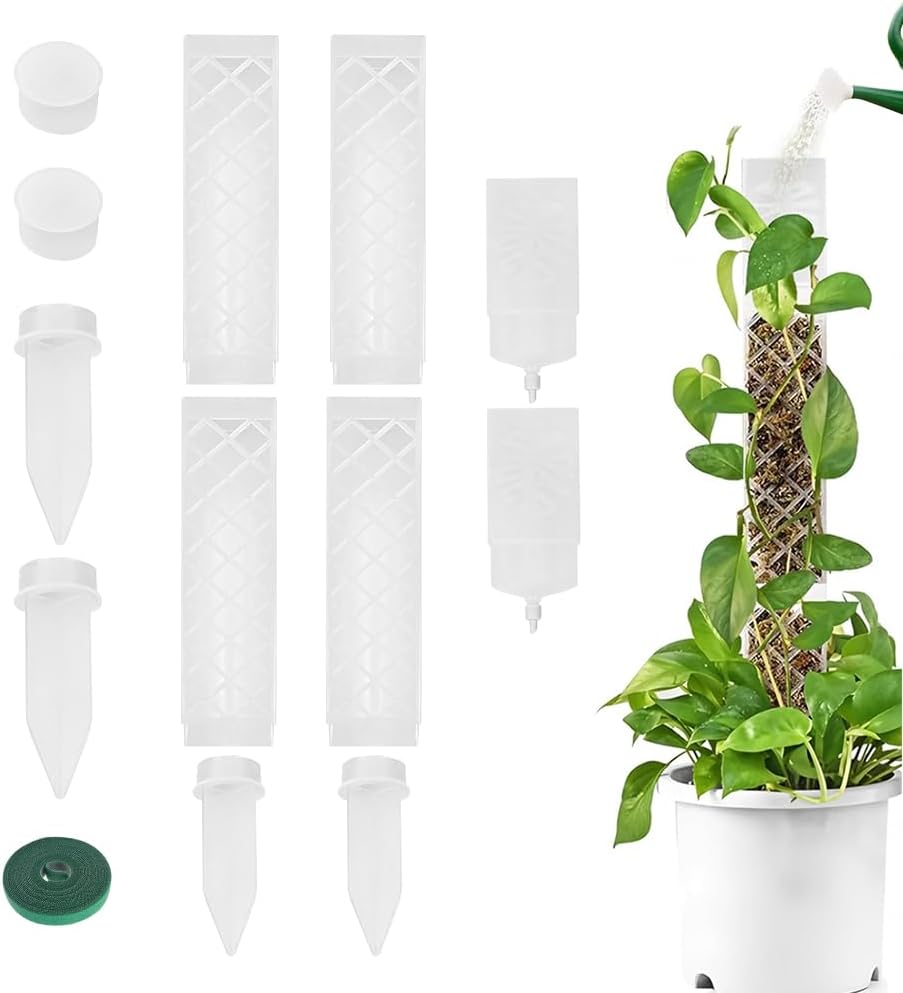 Stück Sphagnummoos-pflanzenstütze, Monstera-stütze Aus Kunststoff, Monstera-stützen Mit Erdeinsatz Und Tropfflaschen, Für Kletterhilfen (transparent)