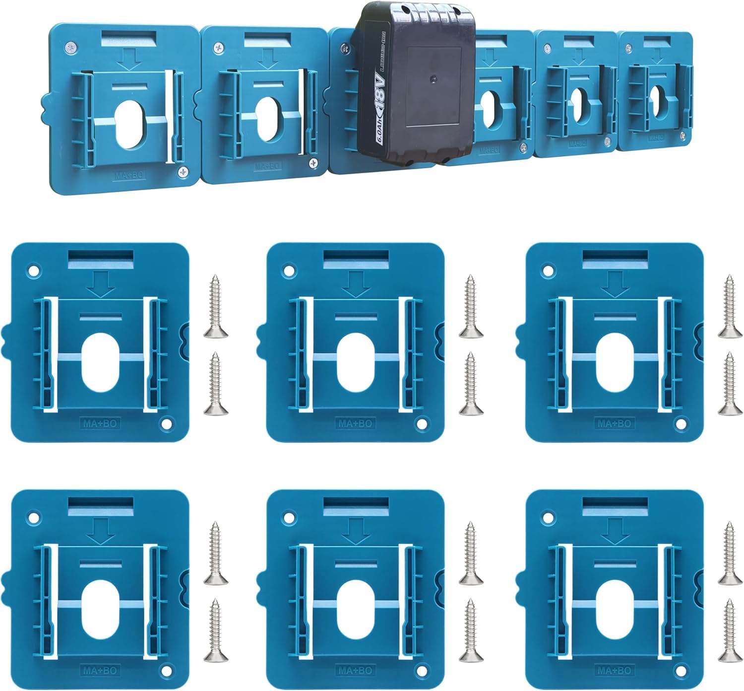 Akkuhalterung Für Makita 18v- Und 14,4v-akkus – Set Mit 6 Wandhalterungen Und 12 Schrauben, Kompatibel Mit Makita Bl1860, Bl1850, Bl1840 Und Bl1830, Robuste Halterung Für Werkstatt Und Garage