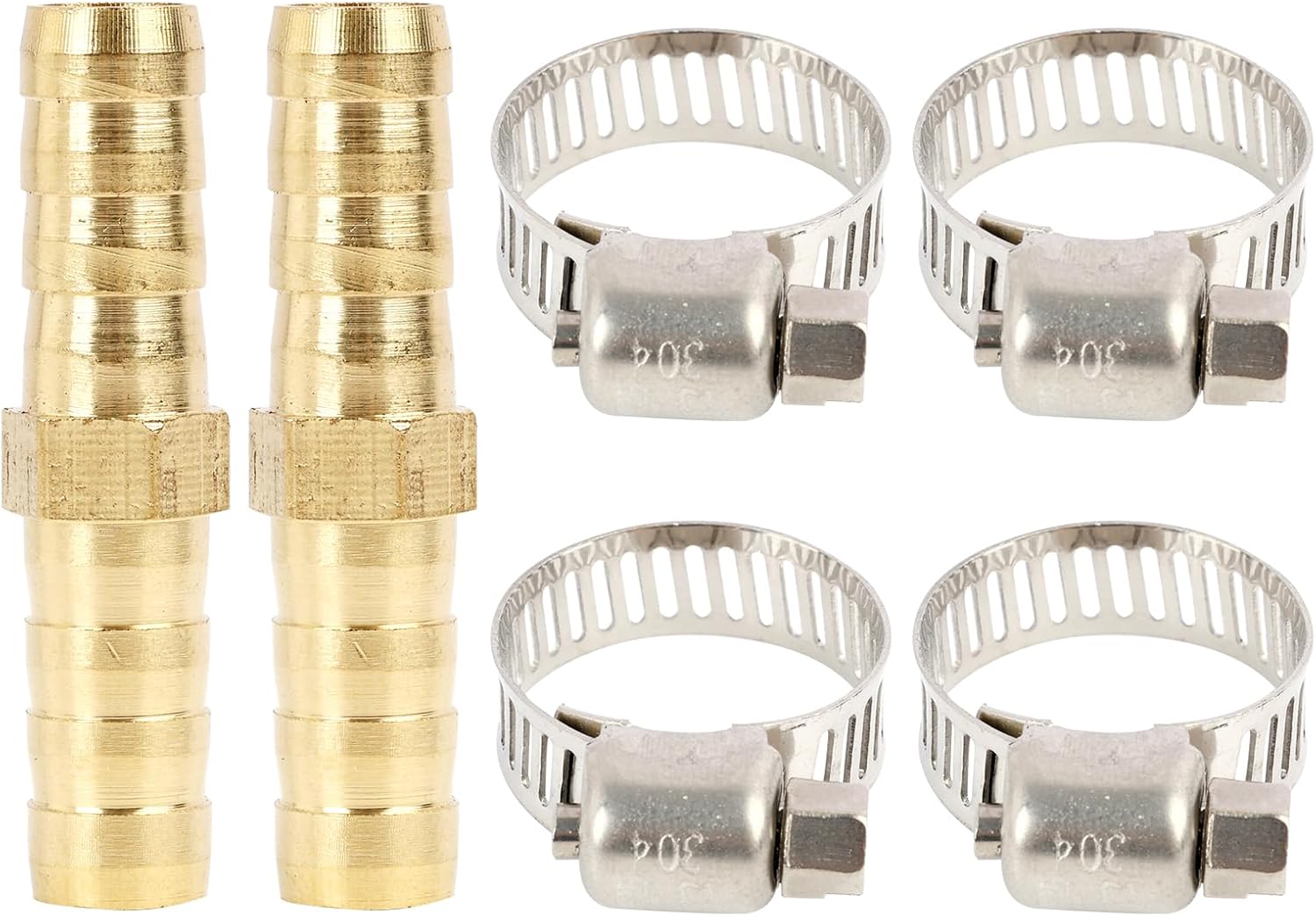 8-mm-messing-schlauchverbinder-set, 2-teilig, Mit 4 Edelstahl-schlauchschellen, Für Wasser, Kraftstoff Und Luft, Robust Und Langlebig Für Vielfältige Anwendungen
