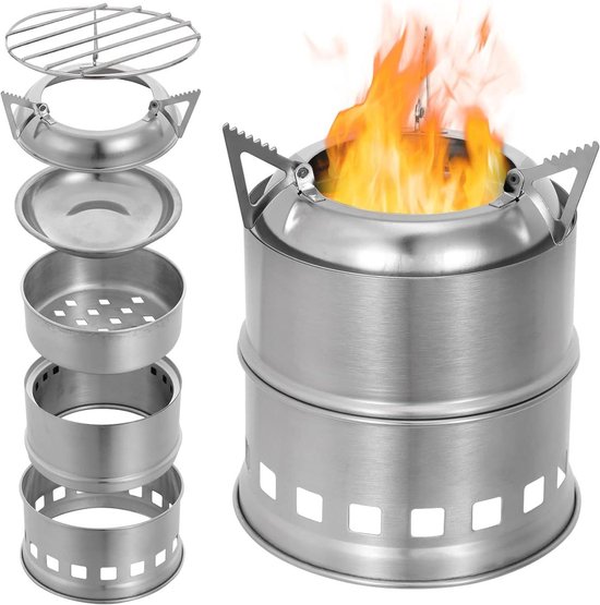 Tragbarer Holzofen – Kompakter Brenner – Für Outdoor-küche – Umweltfreundliches Design – 14 X 14 X 8 Cm – Silber