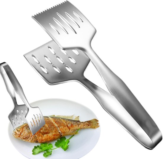 Küchenzange Aus Edelstahl – Grillzange – Sicheres Grillen – Ergonomisch Und Hitzebeständig – 27 Cm Lang – Silberfarben