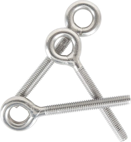 12 Stück Ösenschrauben Schraubösen M4 X 50,3 Mm Edelstahl Silber Schraubhaken Gewindeösenhaken Für Holz, Bastelarbeiten, Möbel