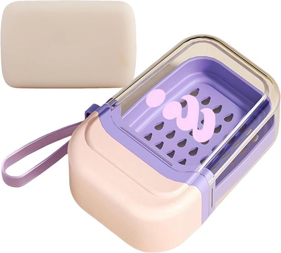 Reiseseifenschale – Seifenbox – Hygienisch – Doppellagiger Abfluss – 6 X 12 Cm – Lila