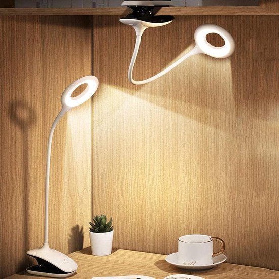 Klemmleuchte – Led-leselampe Mit Flexiblem Hals, Usb-ladefunktion Für E-reader, Ideal Für Büro, Schule Und Arbeit, Weiß