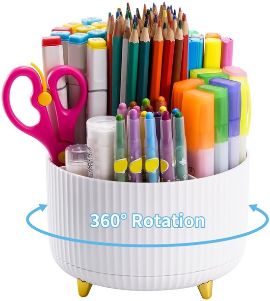 Stiftehalter Schreibtisch-organizer Mit 360 Drehfunktion Schreibtisch-organizer-zubehör Mit 5 Fächern Aufbewahrung Für Stifte Und Bürobedarf Weiß