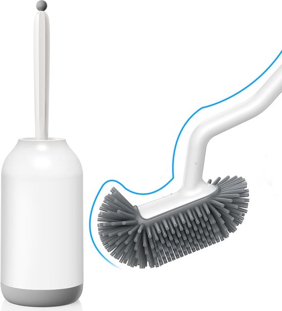Silikon-wc-bürste Mit Halterung Flexible Wc-bürste Mit Randreiniger Schnelltrocknendes Wc-bürstenhalter-set Für Badaccessoires Weiße Ohne Bohren