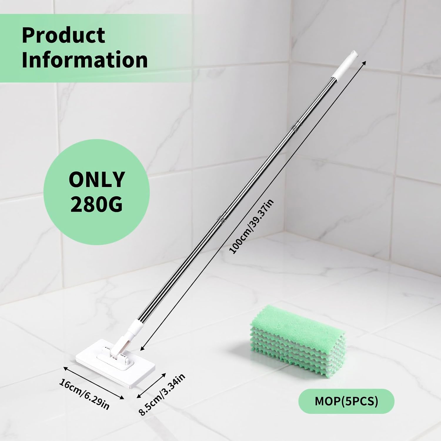 Bodenwischer-set Mit 5 Ersatzwischköpfen – 100 Cm – Für Staub, Haare, Schmutz