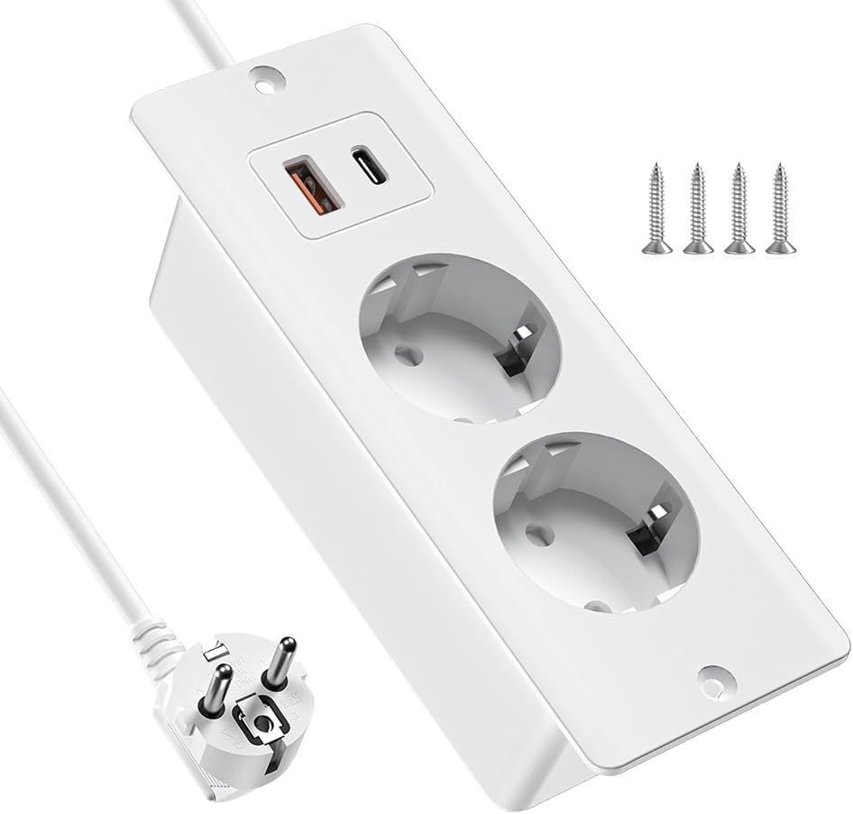 Einbau-steckdosenleiste Mit Usb- Und Typ-c-anschlüssen, 4-in-1, 2 Steckdosen, Einbau-tischplatte Mit 2 M Kabel, Steckdosenleiste Für Küche Und Büro
