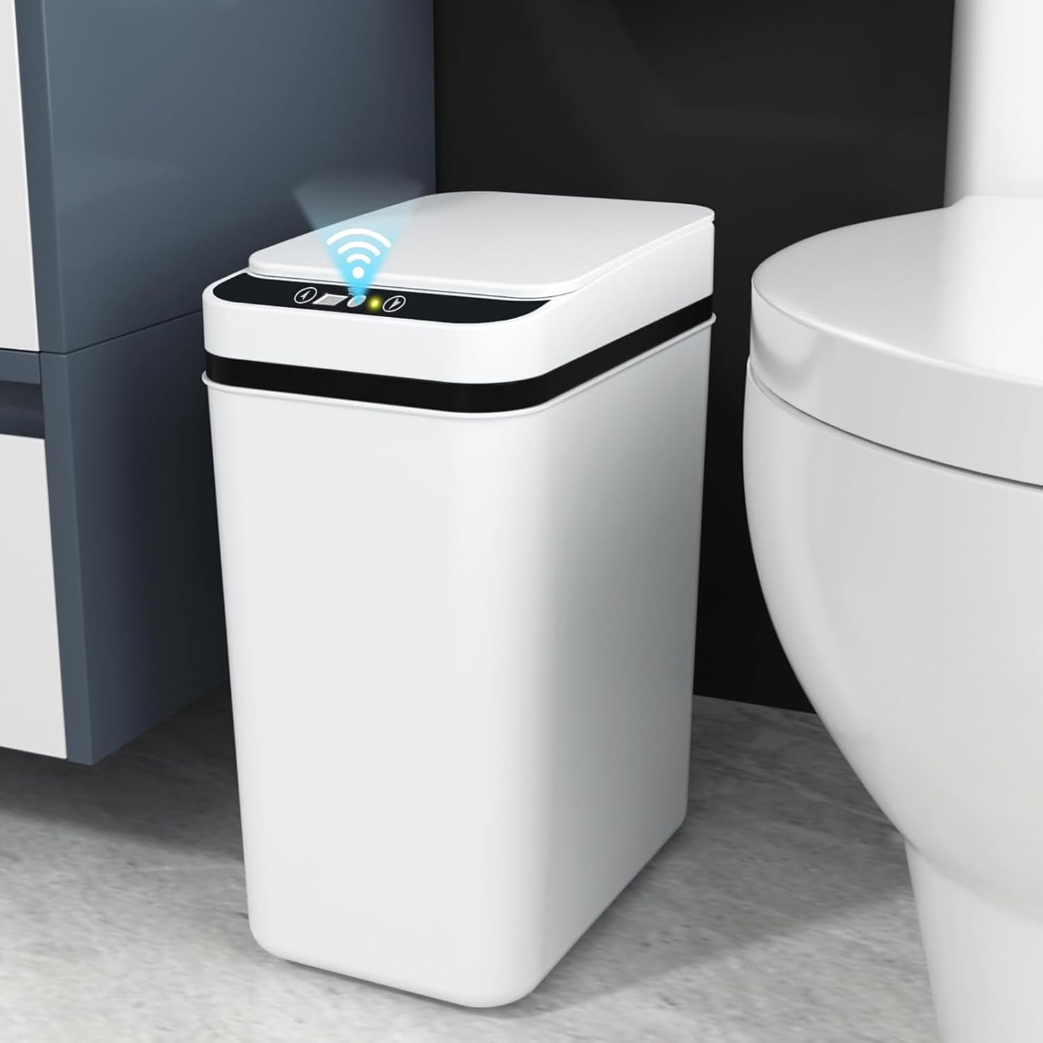 12-liter-mülleimer Mit Bewegungssensor Und Deckel Automatischer, Auslaufsicherer Mülleimer Aus Intelligentem Kunststoff Für Schlafzimmer, Badezimmer, Toilette, Küche Und Büro
