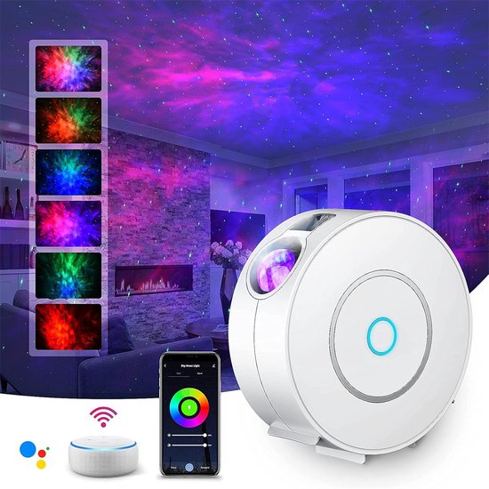 Led-wlan-sternenhimmelprojektor Intelligentes Nachtlicht Sprachsteuerung Dimmbar Timerfunktion Für Schlafzimmer Partydekoration Weiß 1 Stück