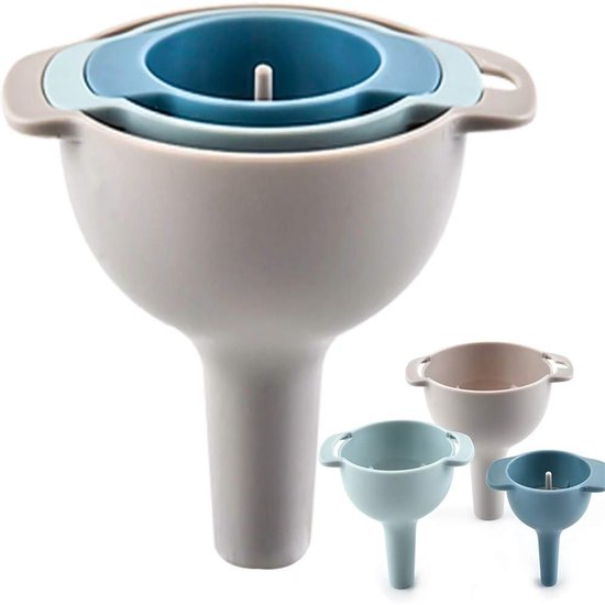 Trichter Set 4 In 1 Multifunktional Mit Sieb Und Griff Für Die Küche Bpa Freier Kunststoff Für Den Haushalt Spülmaschinenfest Weiß 60/80/100 Mm 3